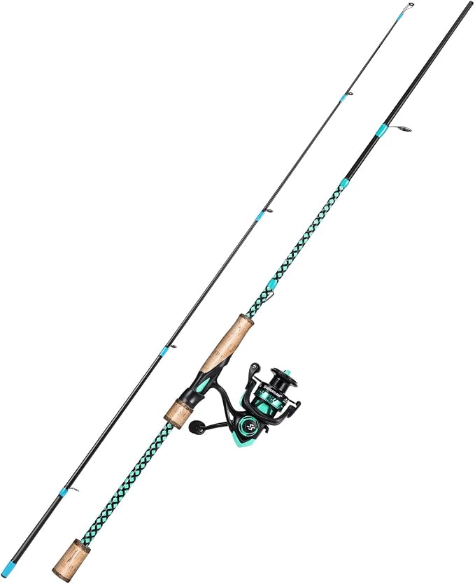 Sougayilang Fishing Rod Combo, Fast Action 2 Pieces Fishing Pole with Spinning Reel for Saltwater and Freshwater