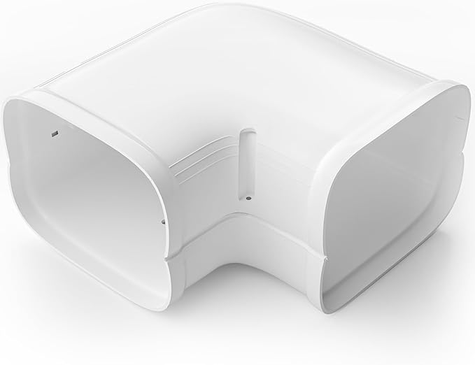 Flat Elbow, Flexible Level Bend Cover Line Set Cover Kit Accessories for Ductless Air Conditioners and Heat Pumps, PVC Decorative Upgraded UV-Proof Strong& Durable (4" Fixed)