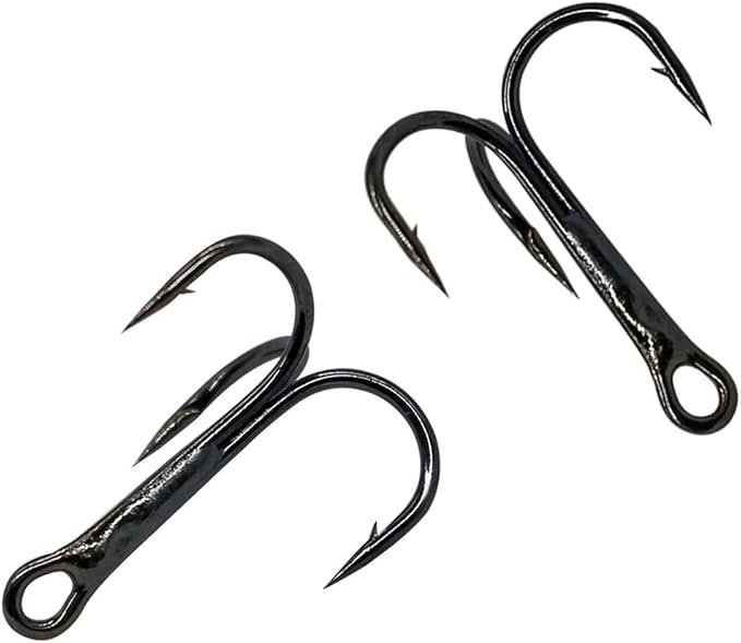 200 Pack Fishing Treble Hooks Kit High Carbon Steel Hooks Strong Sharp Round Bend with Split Rings for Lures Baits Saltwater Freshwater Fishing Size 2# 4# 6# 8# 10#
