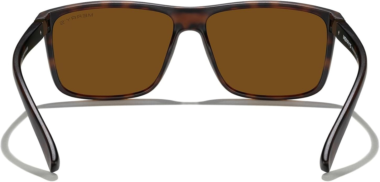 MERRY'S Rectangular Polarized Sports Sunglasses for Men Women Cycling Driving Fishing UV400 Protection S8225