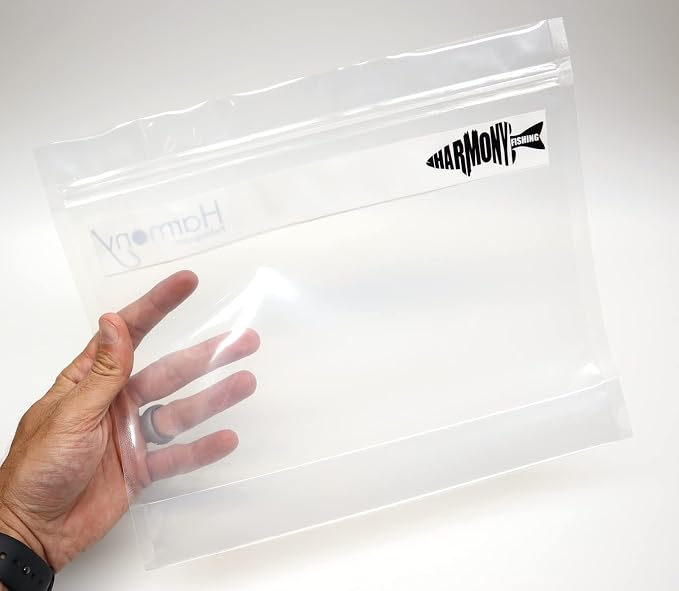 Harmony Fishing Bait Bags (10 Pack) - Durable Clear Storage Bag Organizers for Soft Plastic Baits, Lures, Tackle, and Fishing Accessories