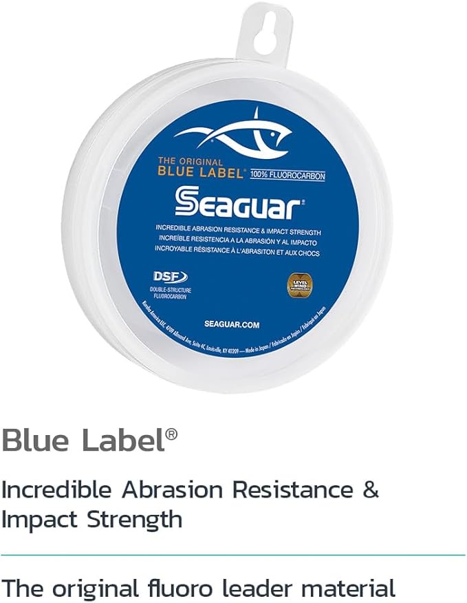 Seaguar Blue Label Fishing Leader Line for Saltwater, 100% Fluorocarbon, Clear, Multiple Sizes