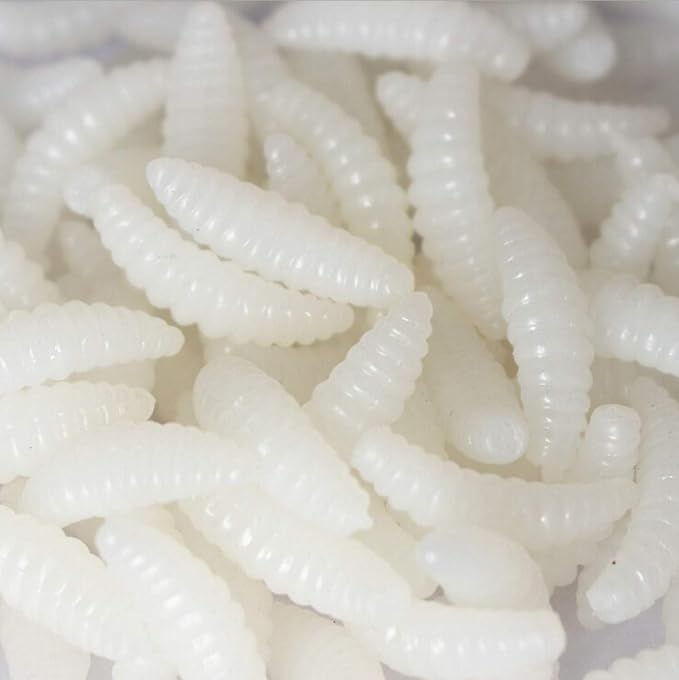 WellieSTR 500PCS (White) Fishing Soft Lure Earthworm Bait Lifelike Fake Earthworm Grub Worm Soft Fishing Lure Baits