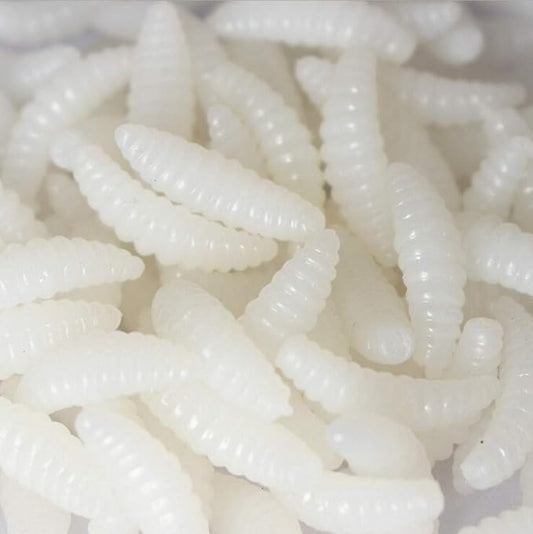 WellieSTR 500PCS (White) Fishing Soft Lure Earthworm Bait Lifelike Fake Earthworm Grub Worm Soft Fishing Lure Baits