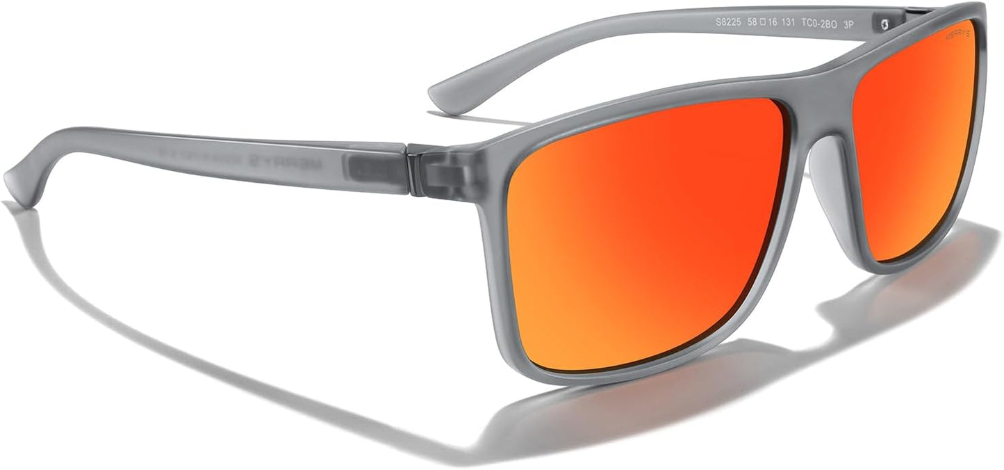 MERRY'S Rectangular Polarized Sports Sunglasses for Men Women Cycling Driving Fishing UV400 Protection S8225
