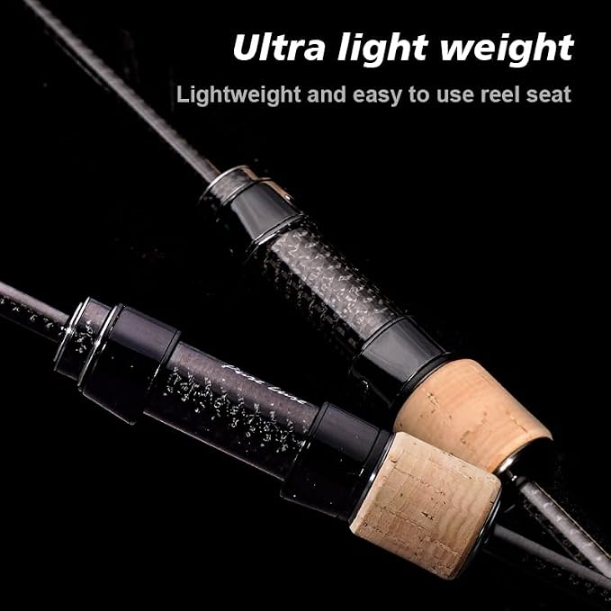 PURELURE Titanium-T Ultralight Fishing Rod Spinning & Casting for Trout Panfish, Carbon Fiber BFS Rod 2Pcs, Titanium Tip & Guides, Cork Handle, 5-6ft Stream Rod XUL Power, Fast/Moderate Fast Action