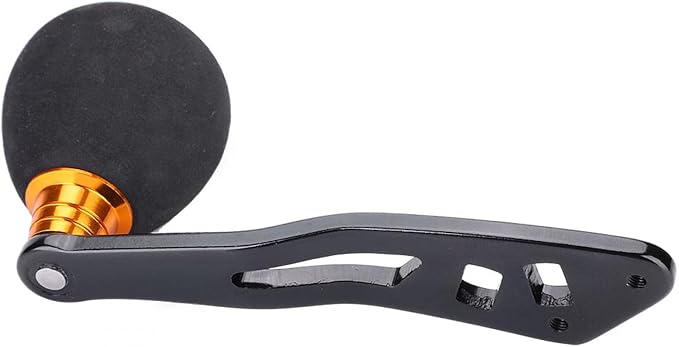 Fishing Reel Handle Replacement, Power Handle with EVA Knob Single Rocking Arm for Low Profile Baitcasting Reels, Upgrade & Repair Tool Accessories (Black Gold)