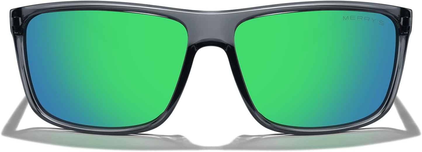 MERRY'S Rectangular Polarized Sports Sunglasses for Men Women Cycling Driving Fishing UV400 Protection S8225