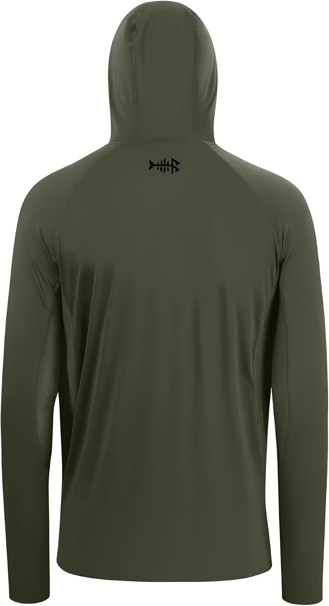 BASSDASH UPF 50+ Men’s Long Sleeve Fishing Shirt with Mask UV Neck Gaiter Hoodie
