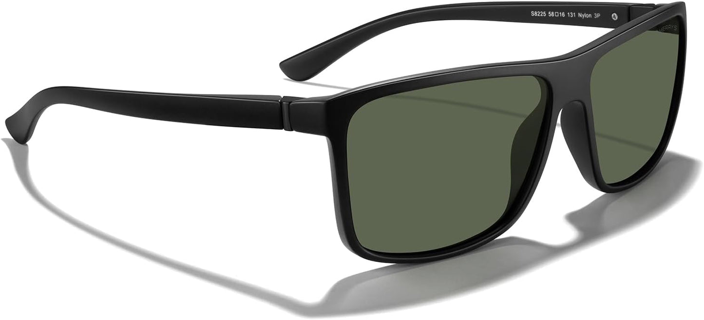 MERRY'S Rectangular Polarized Sports Sunglasses for Men Women Cycling Driving Fishing UV400 Protection S8225