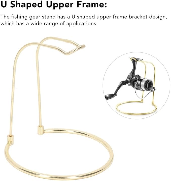 Stainless Steel Fishing Reel Rack - Portable Rod Holder Stand for Display & Storage Reel Bracket, 16.5x14.5x3cm(Gold)