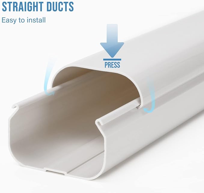 3" W 13.5Ft L Line Set Cover Kit for Mini Split Air Conditioners Decorative PVC Slim Line Cover for Central AC & Heat Pumps Systems Tubing Cover