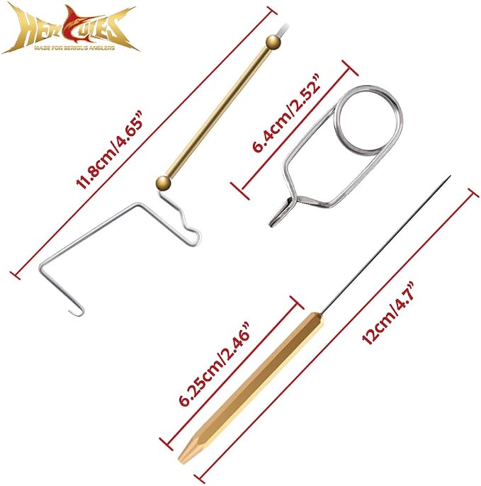 HERCULES Fly Tying Tools, Fly Tying Kit with Bobbin Thread Holder, Wire Threader, Knot Whip Finisher, Hackle Plier, Bodkin, Fly Fishing Lure Making Accessories