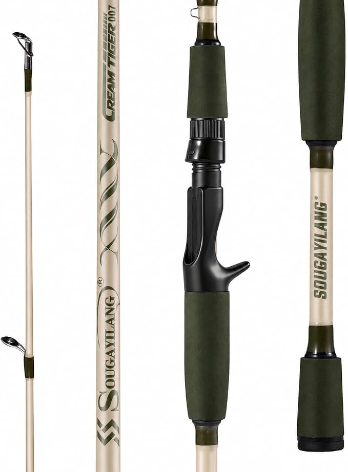Sougayilang Fishing Rod 24-Ton Carbon&Glass Fiber Composite Spinning and Casting Rod, 2 Piece for Bass Trout Crappie Travel Fishing- 6'0"