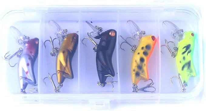 5pcs Crickhopper Cricket/Grasshopper Crankbait Fishing Lures, Grasshopper Bait Bionic Mini Fishing Topwater Lures for Freshwater and Saltwater for Bass Pike Walleye Trout Lures