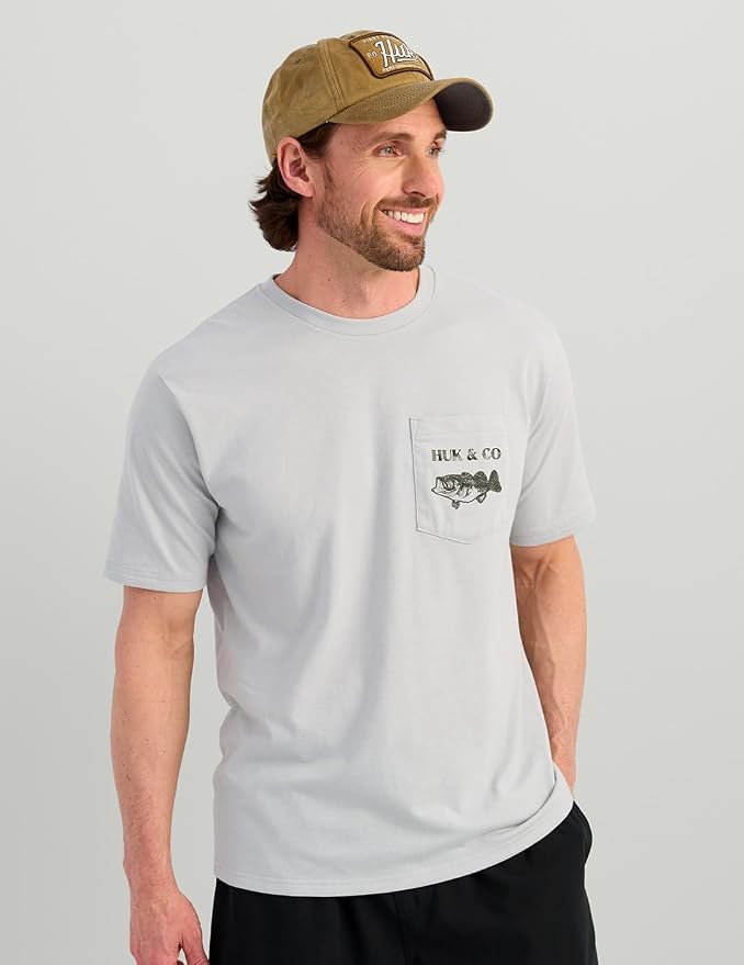 HUK Mens Performance Fishing Logo Tee, Short Sleeve T-Shirt for Men