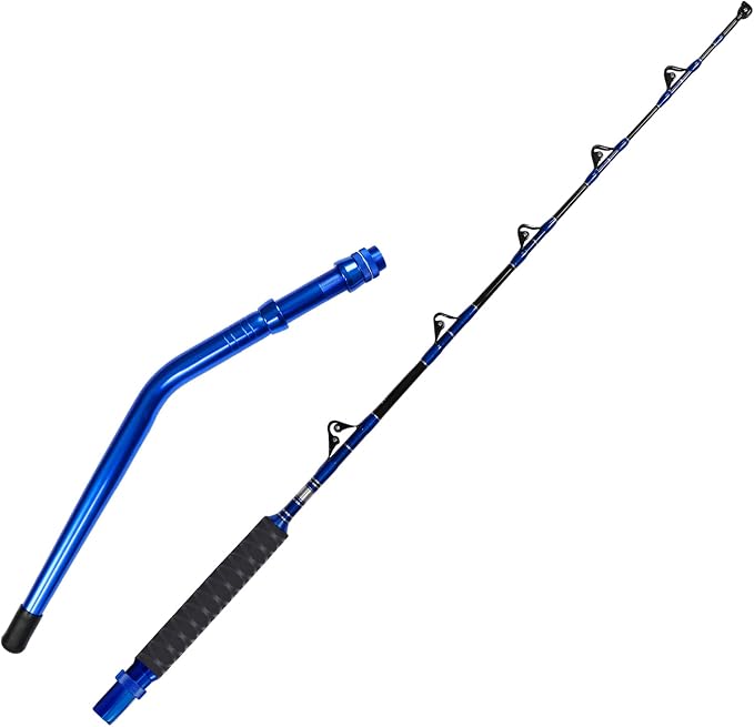 Fiblink 2-Piece Saltwater Offshore Heavy Bent/Straight Butt Trolling Rod Fishing Roller Rod Conventional Boat Deep Sea Fishing Pole (5'1"/5'6"/6'/6'6",30-50lb/50-80lb/80-120lb)
