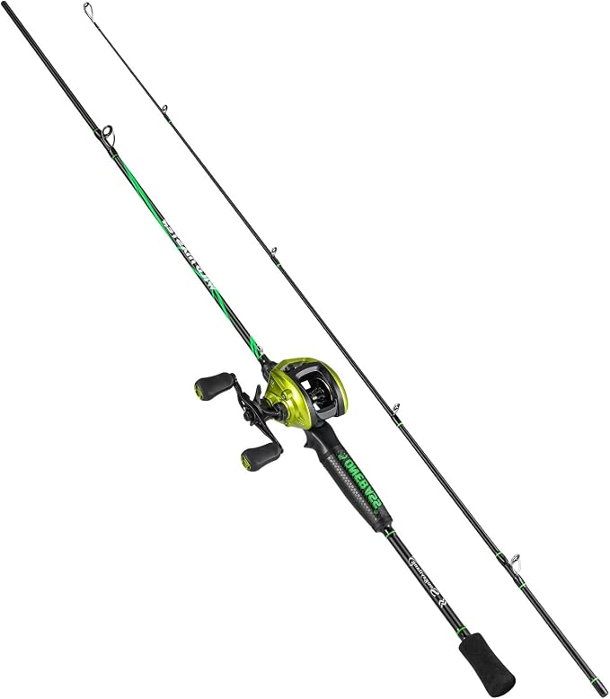 One Bass Fishing Rod Reel Combos, Spinning & Casting Combo, Graphite 2Pc Blanks, Stainless-Steel Guides, Super Polymer Handle