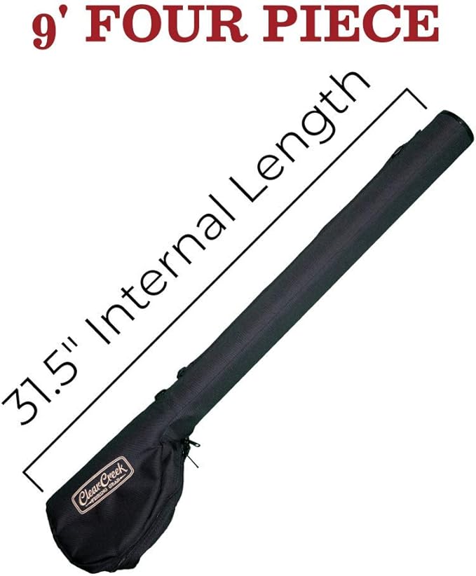 Clear Creek Portable Fly Fishing Rod & Reel Case 9’ - Complete Storage Protection - Easy to Carry - Durable, Abrasion Resistant Water-Resistant and Works with Fresh + Saltwater Rods
