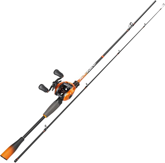 Sougayilang Baitcaster Combo – IM6 Graphite 2-Piece Rod, M/MH Power, Stainless Steel Guides, 6.3:1 Gear Ratio, 18LB Drag for Bass, Walleye, Catfish Travel Combo