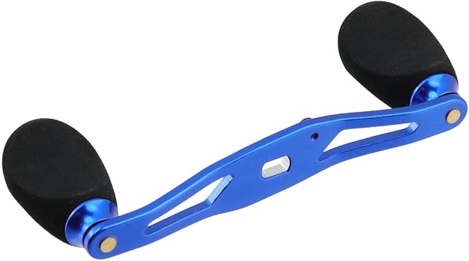 Fishing Reel Handle Blue Fishing Baitcasting Handle Rocker Baitcasting Reel Replacement Parts, with EVA Grip Knob and Nut (Blue + Black)