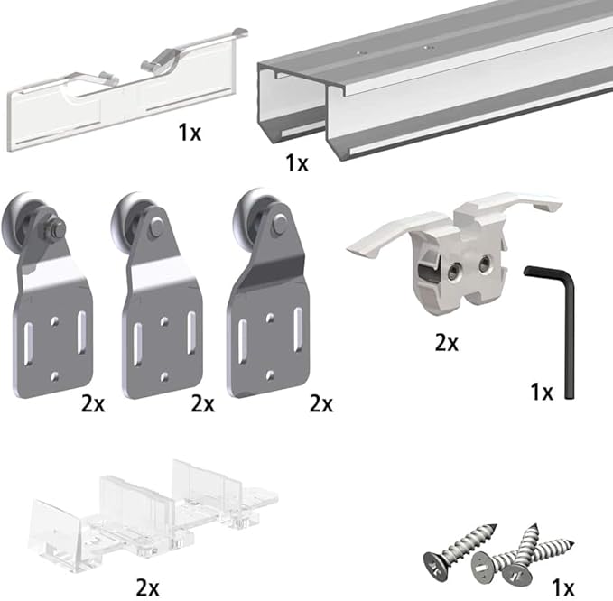 Sliding Closet Door Hardware Kit - 106-inch Double Track for 2 Or 3 Bypass Doors Up to 100lbs - SLID'UP 110