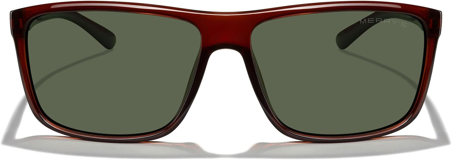 MERRY'S Rectangular Polarized Sports Sunglasses for Men Women Cycling Driving Fishing UV400 Protection S8225