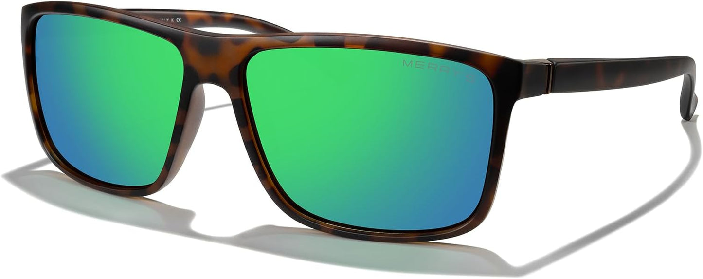 MERRY'S Rectangular Polarized Sports Sunglasses for Men Women Cycling Driving Fishing UV400 Protection S8225
