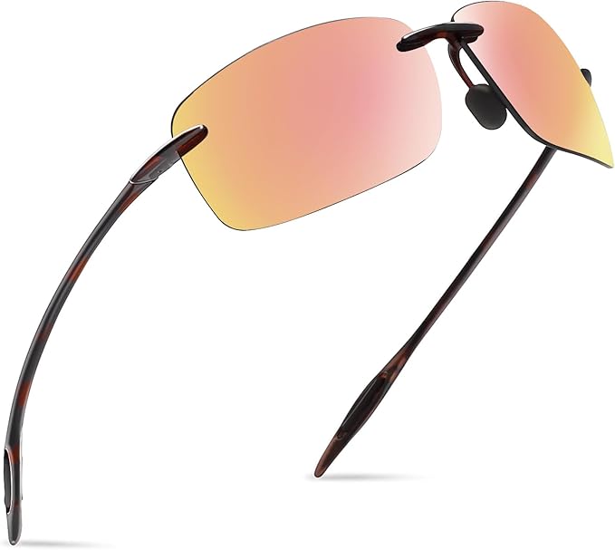 JULI Sports Sunglasses for Men Women Tr90 Rimless Frame for Running Fishing Golf Surf Driving MJ8009