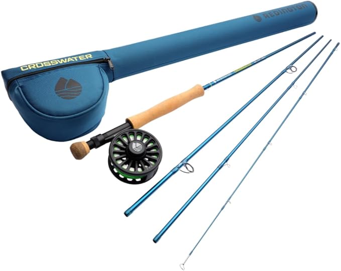 Redington Crosswater Fly Fishing Outfit – 4-Piece Fly Rod with Crosswater Reel, Rio Mainstream Fly Line & Zippered Travel Case – Complete Starter Kit