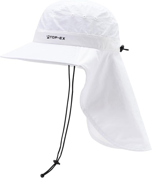 TOP-EX Cooling Sun Hat with Neck Flap – UPF 50+ Wide Brim Breathable Hat for Hiking, Fishing & Big Heads