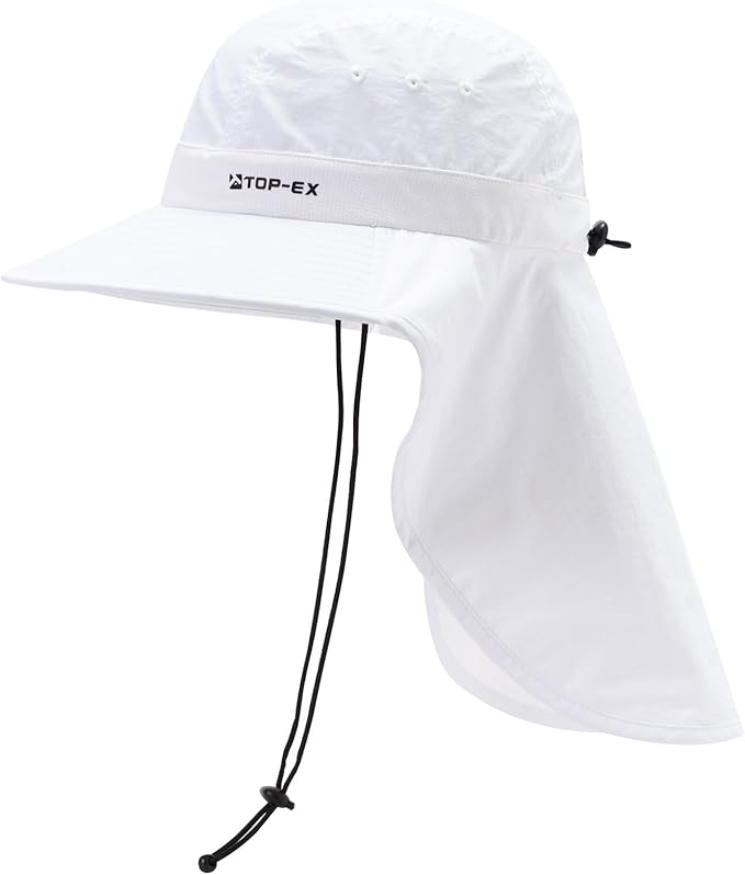 TOP-EX Cooling Sun Hat with Neck Flap – UPF 50+ Wide Brim Breathable Hat for Hiking, Fishing & Big Heads