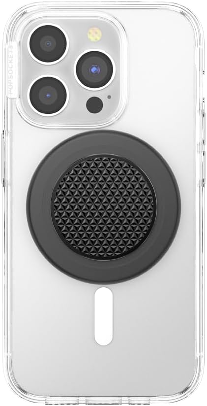 PopSockets Phone Grip for MagSafe, Magnetic Holder, Phone Stand, Black - Alum Triangle Knurled Black
