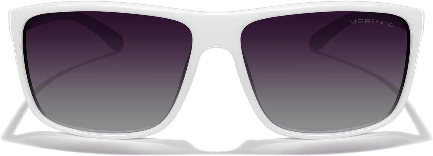 MERRY'S Rectangular Polarized Sports Sunglasses for Men Women Cycling Driving Fishing UV400 Protection S8225