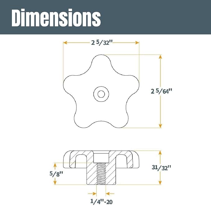 POWERTEC 71173 T Track Knob Kit, 1/4-20 Threaded Bolts and Washers, 46 Piece Set, T Track Bolts, T Track Accessories for Woodworking Jigs and Fixtures