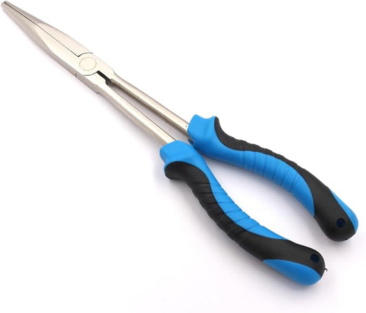 Long Nose Fishing Pliers Hook Remover Tools 11 Inches (NiFe-Blue Black)