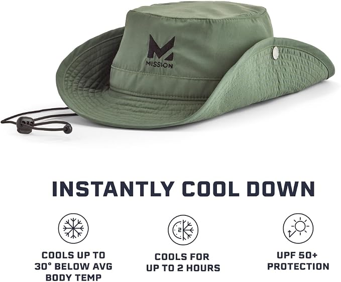 MISSION Cooling Bucket Hat - Unisex Wide-Brim Hat for Men & Women - Lightweight, Foldable & Durable - Cools Up to 2 Hours