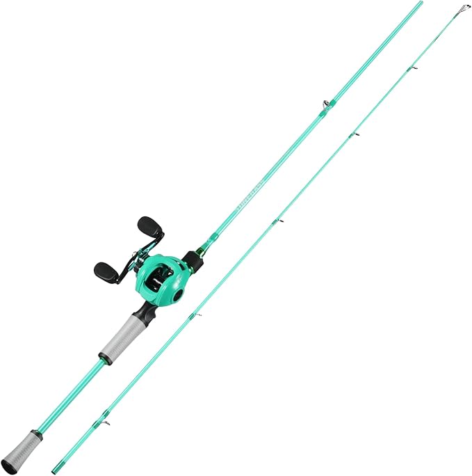 One Bass Fishing Rod Reel Combo, Baitcasting Fishing Pole with Graphite 2Pc Blanks