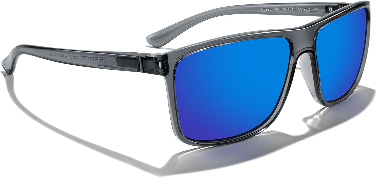 MERRY'S Rectangular Polarized Sports Sunglasses for Men Women Cycling Driving Fishing UV400 Protection S8225