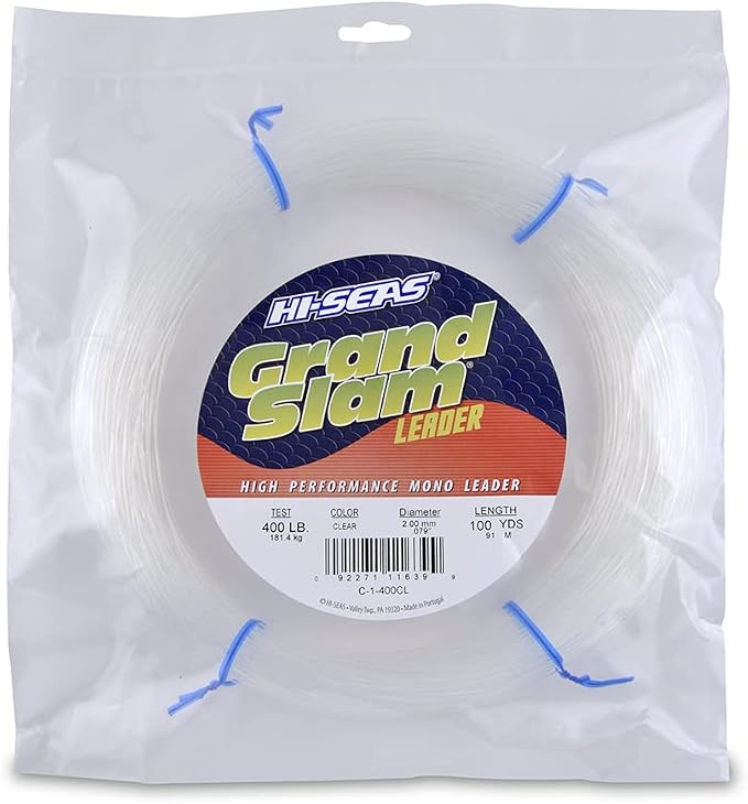 HI-SEAS Grand Slam Monofilament Fishing Leader - Superior Strong Clear Black, for Freshwater & Saltwater Big Game Bottom Fishing, Trolling