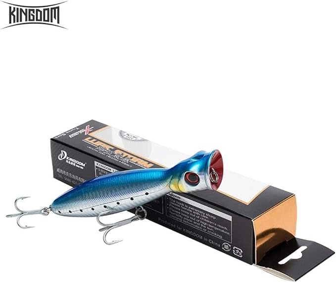 KINGDOM 3PCS Topwater Fishing Lures for Bass Whopper Popper Fishing Lure for Bass Catfish Pike Perch Floating Pencil Bait with Propeller Tail Freshwater/Saltwater