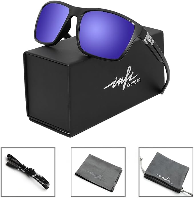 INFI Fishing Polarized Sunglasses for Men Driving Running Golf Sports Glasses Square UV Protection Designer Style Unisex