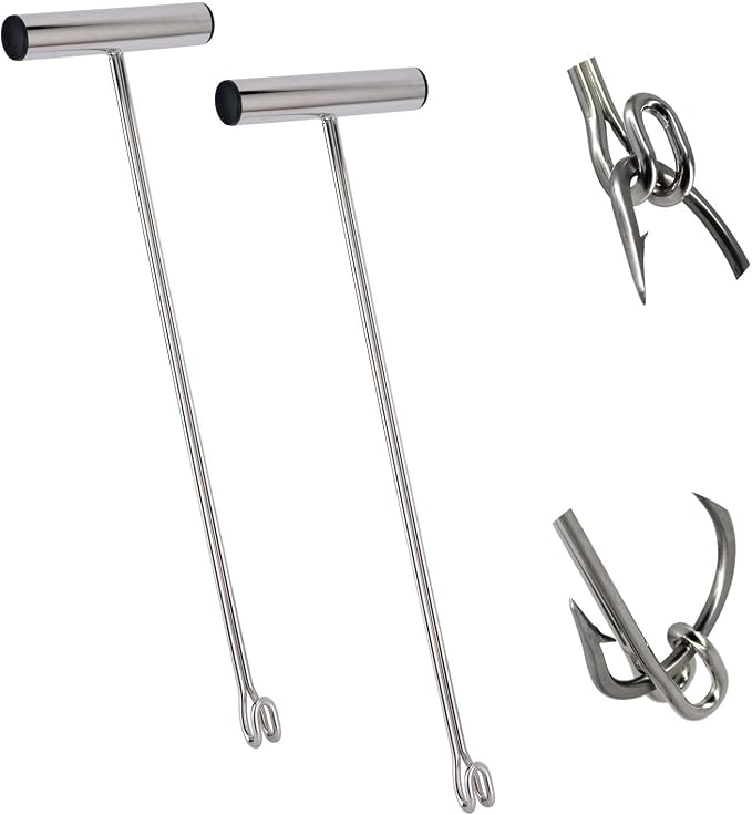 2 Pack Stainless Steel Fishing Hook Remover，Push/Pull Hook Remover，Dehooker Tool,Anti-Lost Saltwater Dehooker Tool Shark Hook Remover