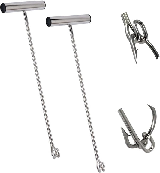 2 Pack Stainless Steel Fishing Hook Remover，Push/Pull Hook Remover，Dehooker Tool,Anti-Lost Saltwater Dehooker Tool Shark Hook Remover