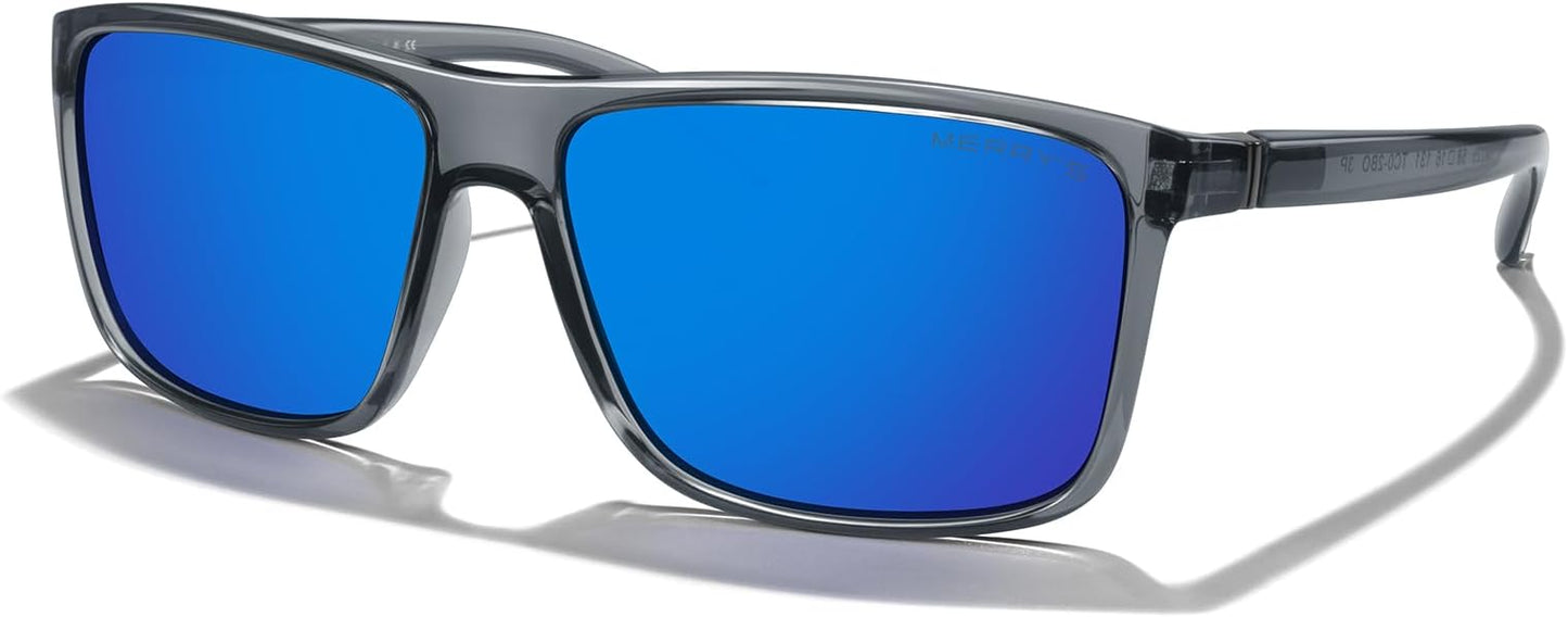 MERRY'S Rectangular Polarized Sports Sunglasses for Men Women Cycling Driving Fishing UV400 Protection S8225