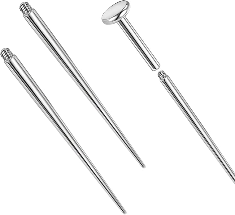 14g/16g/18g ASTM F136 Titanium Piercing Taper Insertion Pin for Internal Thread Tragus/Helix/Lip/Nose/Helix/Piercing Jewelry Cartilage Earrings Labret Nose Studs Stretcher Assistant Tool
