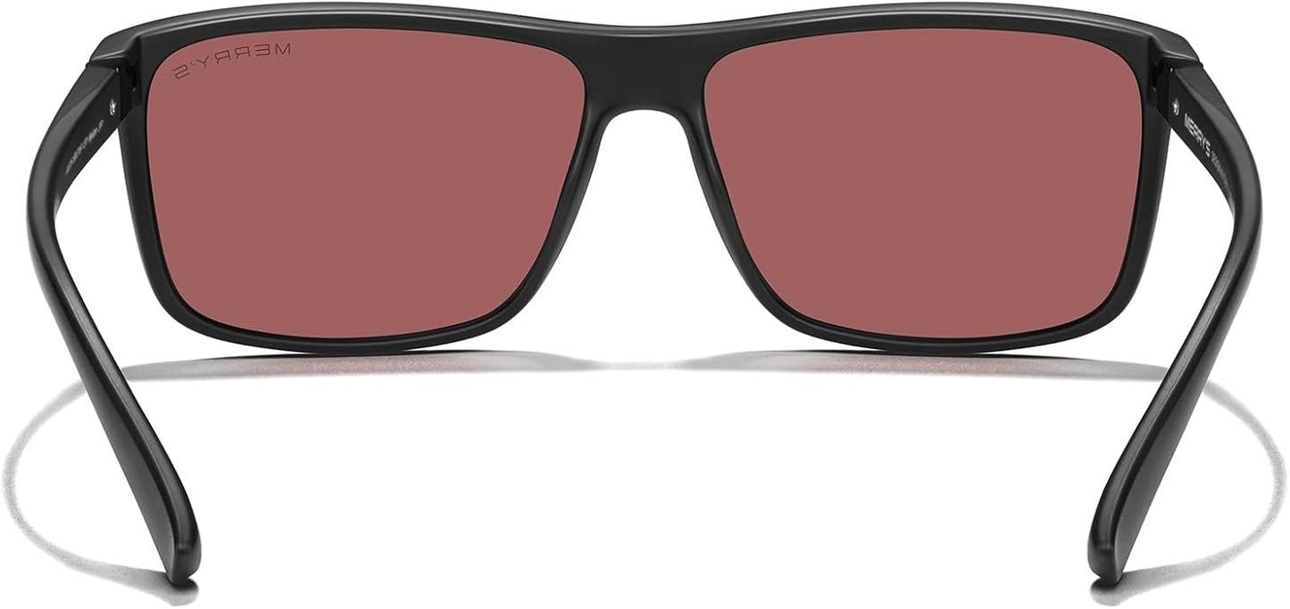 MERRY'S Rectangular Polarized Sports Sunglasses for Men Women Cycling Driving Fishing UV400 Protection S8225