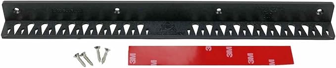T-H Marine Tackle Titan Fishing Lure Rack – 14" Black – Holds 40+ Hook and Rig Lures – Tackle Storage Organizer with 20 Large & 22 Small Holes – Mounts with Screws or Tape – Compact Boat Use