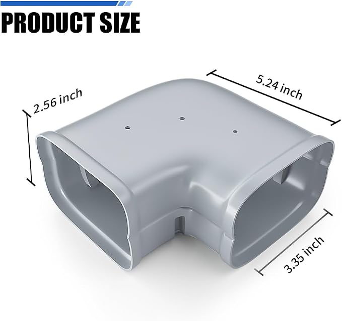3'' Width Flat Elbow, Mini-Split Line Set Cover Accessories for Mini Split AC & Central AC, Grey