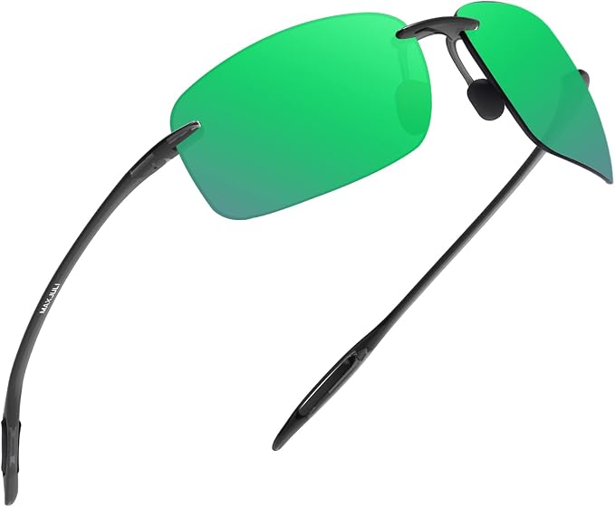JULI Sports Sunglasses for Men Women Tr90 Rimless Frame for Running Fishing Golf Surf Driving MJ8009